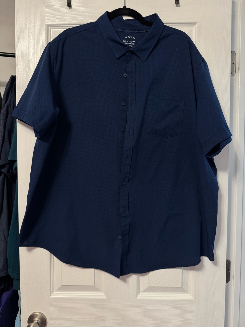 Apt. 9 Men's Short Sleeve Navy Button-Up Shirt 2X